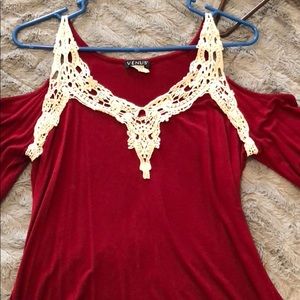 Red and white lace top